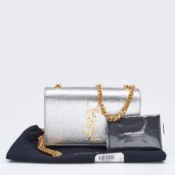 Pre Owned Saint Laurent Silver Leather Small Kate Chain Shoulder Bag