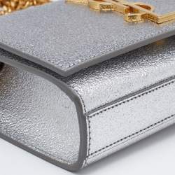 Pre Owned Saint Laurent Silver Leather Small Kate Chain Shoulder Bag