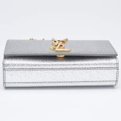 Pre Owned Saint Laurent Silver Leather Small Kate Chain Shoulder Bag