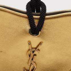 Pre Owned Saint Laurent Gold Leather Monogram Heart Clutch