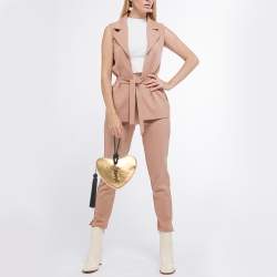 Pre Owned Saint Laurent Gold Leather Monogram Heart Clutch