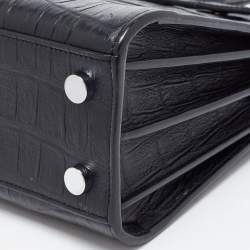 Pre Owned Saint Laurent Black Croc Leather Nano Classic Sac De Jour Tote