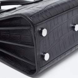 Pre Owned Saint Laurent Black Croc Leather Nano Classic Sac De Jour Tote