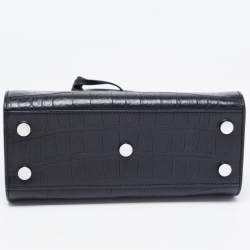Pre Owned Saint Laurent Black Croc Leather Nano Classic Sac De Jour Tote