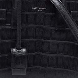 Pre Owned Saint Laurent Black Croc Leather Nano Classic Sac De Jour Tote
