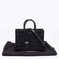 Pre Owned Saint Laurent Black Croc Leather Nano Classic Sac De Jour Tote