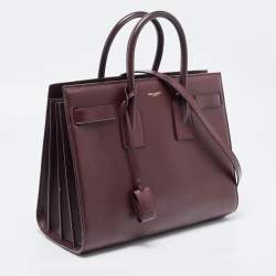 Pre Owned Saint Laurent Burgundy Leather Small Classic Sac De Jour Tote