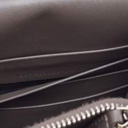 Pre Owned Saint Laurent Grey Croc Embossed Leather Sunset Crossbody Bag