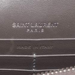 Pre Owned Saint Laurent Grey Croc Embossed Leather Sunset Crossbody Bag