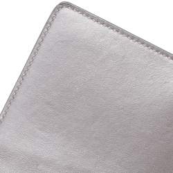 Pre Owned Saint Laurent Grey Croc Embossed Leather Sunset Crossbody Bag