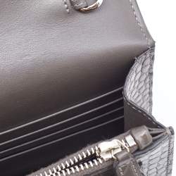 Pre Owned Saint Laurent Grey Croc Embossed Leather Sunset Crossbody Bag