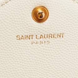 Pre Owned محفظة بسلسلة سان لوران إنفيلوب جلد بيضاء 