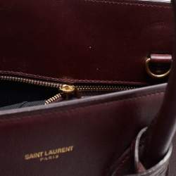 Pre Owned Saint Laurent Burgundy Leather Small Classic Sac De Jour Tote