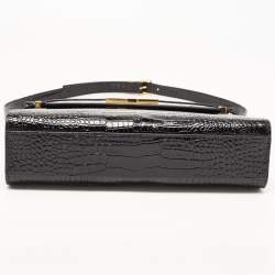 Pre Owned Saint Laurent Black Croc Embossed Leather Manhattan Shoulder Bag