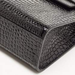 Pre Owned Saint Laurent Black Croc Embossed Leather Manhattan Shoulder Bag