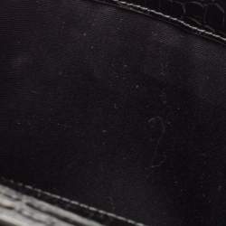 Pre Owned Saint Laurent Black Croc Embossed Leather Manhattan Shoulder Bag