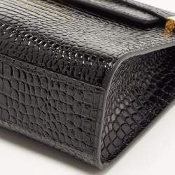 Pre Owned Saint Laurent Black Croc Embossed Leather Manhattan Shoulder Bag