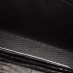 Pre Owned Saint Laurent Black Croc Embossed Leather Manhattan Shoulder Bag