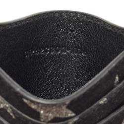 Pre Owned Saint Laurent Black Suede Glitter Star Monogram Card Holder 