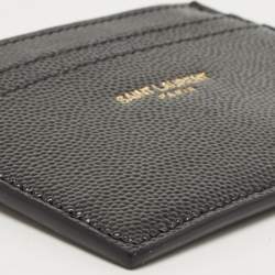 Pre Owned Saint Laurent Black Leather Logo Card Holder