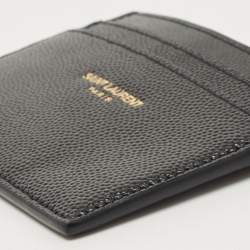Pre Owned Saint Laurent Black Leather Logo Card Holder