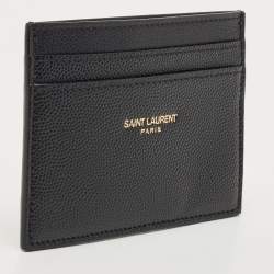 Pre Owned Saint Laurent Black Leather Logo Card Holder