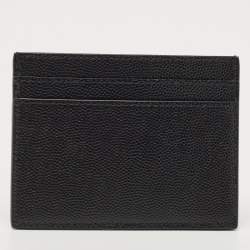 Pre Owned Saint Laurent Black Leather Logo Card Holder