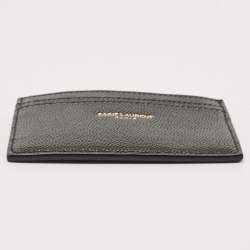 Pre Owned Saint Laurent Black Leather Logo Card Holder