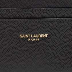 Pre Owned Saint Laurent Black Leather Logo Card Holder