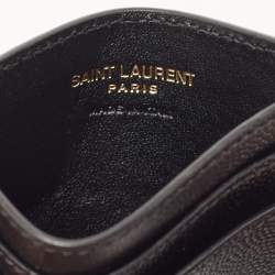 Pre Owned Saint Laurent Black Leather Logo Card Holder
