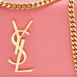 Pre Owned Saint Laurent Pink Leather Small Kate Shoulder Bag