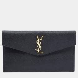Uptown Leather Clutch in White - Saint Laurent