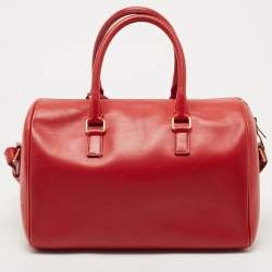 Pre Owned Saint Laurent Red Leather Classic 6 Duffle Bag