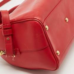Pre Owned Saint Laurent Red Leather Classic 6 Duffle Bag