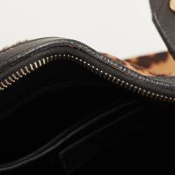 Saint Laurent Black/Brown Leopard Print Calfhair and Leather Muse Satchel
