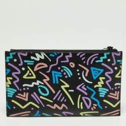 Saint Laurent Multicolor Printed Leather Monogram Zip Bill Pouch
