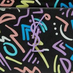 Saint Laurent Multicolor Printed Leather Monogram Zip Bill Pouch