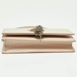 Pre Owned Saint Laurent Pink Croc Embossed Leather Kate Tassel Chain Wallet