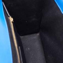Pre Owned Saint Laurent Blue Matelassé Leather Large Monogram Envelope Shoulder Bag