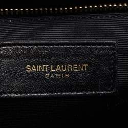 Pre Owned Saint Laurent Blue Matelassé Leather Large Monogram Envelope Shoulder Bag