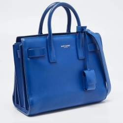 مملوكة مسبقًا Saint Laurent Blue Leather Nano Classic Sac De Jour Tote