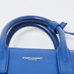 مملوكة مسبقًا Saint Laurent Blue Leather Nano Classic Sac De Jour Tote