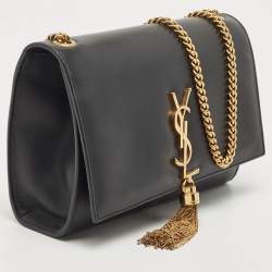 Pre Owned Saint Laurent Black Leather Medium Kate Tassel Chain Bag
