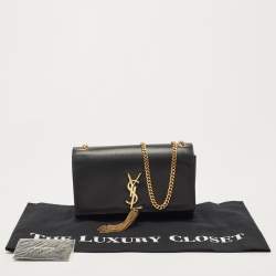 Pre Owned Saint Laurent Black Leather Medium Kate Tassel Chain Bag