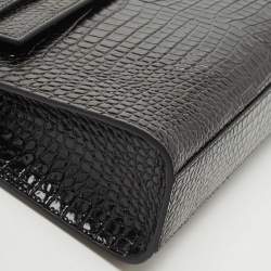 Saint Laurent Black Croc Embossed Leather Manhattan Shoulder Bag