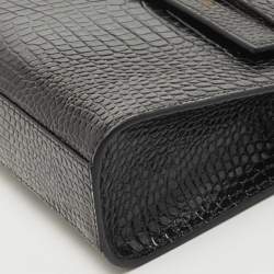 Saint Laurent Black Croc Embossed Leather Manhattan Shoulder Bag