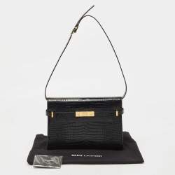 Saint Laurent Black Croc Embossed Leather Manhattan Shoulder Bag