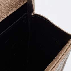 Pre Owned Saint Laurent Beige Matelasse Leather Cassandra Wristlet Pouch