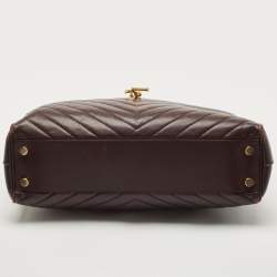 Pre Owned حقيبة يد سان لوران بوكساندرا جلد شيفرون مونوغرامي سوداء بسلسلة