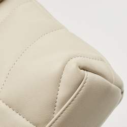 Pre Owned Saint Laurent White Quilted Leather Mini Puffer Toy Flap Bag